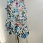 Rococo Sand Sunset Smocked Mini Dress Printed Bodycon White Blue Size M Photo 8