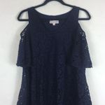 Nanette Lepore Blue Lace Cold Shoulder Mini Dress Photo 3