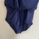 LANDS END Tummy Control Surplice Wrap Swim Dress One Piece Swimsuit Navy Size 18 Blue Photo 11