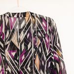 Diane Von Furstenberg  Silk Ruffle Geometric Abstract Blouse Womens‎ Size 2 Photo 7