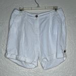 Eileen Fisher Women's White Organic Linen Cuffed Shorts Zip Fly Size 4 Photo 2
