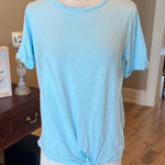 Envy Baby Blue Women's Top Tie Knot Short Sleeve Photo 0