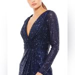 Mac Duggal  Ieena Long Sleeve Sequined Gown‎ in Midnight Blue- NWT Photo 2