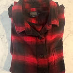 Pendleton Women's Plaid 100% Cotton Red Black Check Flannel Shirt XL Super Soft Photo 0