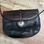 Brighton  One World Brown Black Leather Crossbody Small Mini Purse Heart Photo 0