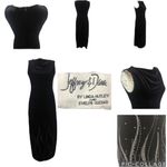 Vintage 90's Jeffery & Dara long black velvet sleeveless dress w beading size 8 Photo 1