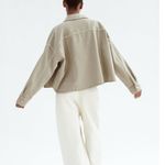 ZARA NWT Piercing Cropped Overshirt Jacket in Taupe Size Extra Large Photo 3
