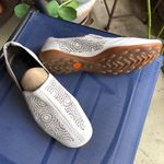 Sesto Meucci  Loafers White Leather Laser Cutouts Slip On 9 Photo 1