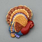 Hallmark Vtg  Plastic Turkey Brooch Thanksgiving Autumn Costume Jewelry Fall Pin Photo 0