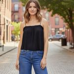 Madewell  Womens Blouse Sz Medium Micropleat Tank Top Gothic Chic Grunge Bohemian Photo 1