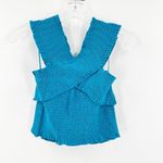 Urban Outfitters Blue Smocked V-Back Cross Neck Cropped Top Women's Size Large Photo 2