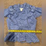 Planet Gold  Ruffled Peplum Polka Dot Blue Top Photo 5