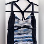 Nike  Black and Blue Wave Swim Tank Top Photo 2
