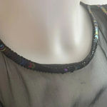 Laurence Kazar VTG 80’s Black Silk Rainbow Iridescent Sequin Rose Mesh Top M 176 Photo 4