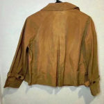 Per Se Brown Gold Cropped Y2K Trench Jacket Sheen Snap Button Size 6 Photo 1