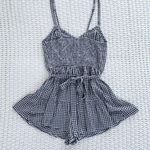 Hollister  Gingham Ruffle Romper - Black/White - S Photo 7