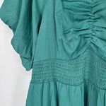 Polygram Shimmery Jade Maxi Dress size 2X Puff Short Sleeves Smocked Waist NWT Green Photo 5