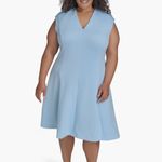Calvin Klein NWT Cap Sleeve Scuba Knit Fit & Flare Dress 18W, LIGHT BAYOU Photo 6