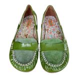 Miz Mooz  Elite Slip On Loafer Green Suede Patent Leather size 7 Comfort Floral Photo 2