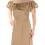1. State  Womens Khaki Off-Shoulder Above The Knee Sheath Dress Photo 2