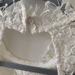 White Lace High Neck Open Back Bridal Party Dress NWT Size Large Photo 3