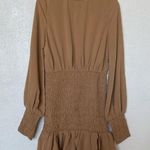Winter Muse Jasmine Smocked Dress Tan Size Medium Photo 0