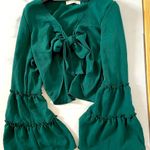 Amazon Wild Love Tie-Front Cropped Top Green Size S Photo 5