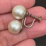 Vintage Japan Ivory White Double Faux Pearl Screw Back Non Photo 2