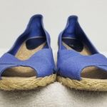 Ralph Lauren Linen Espadrille Wedges Blue Size 6 Photo 4