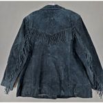 Denim & Co. Women Size 2X Suede Leather Fringed Jacket Blazer Black Photo 3