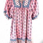 Old Navy  M Tall Cotton Tiered Puff Sleeve Mini Dress in Pink and Blue Photo 0