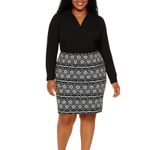 Liz Claiborne Women's Skirt Black White Classic Straight Pencil Plus Size 18 Photo 8