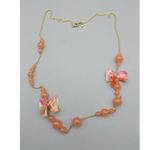 J.Crew  Long Gold Tone Necklace Pink Beads & Tattered Bows 34" Photo 6