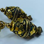 Gold Brass Color Clip On Earrings Boho Textured Metal (has discolored spot) Photo 4