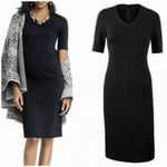 CAbi NWT  Claire Dress V-Neck Ponte Short Sleeve Sheath Black Sz 10 NEW Photo 11