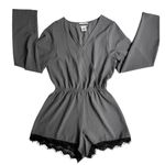 Contempo Casuals Coquette Whimsi Goth VTG 90s Romper Shorts Black Lace Women’s S Photo 1