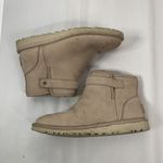 UGG  Sz 6 Boots Rella Beige Suede Shearling Lined Ankle Short Booties Snap Strap Photo 3