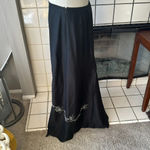 Ann Taylor pure black silk beaded maxi skirt size 8 with a train Photo 4