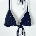 Navy Blue & White Stars & Stripes Reversible String Bikini Top Blue Size XS Photo 0