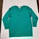 Vintage Casual Corner Studded Sweater Green Gold Tunic Removable Shoulder Pads L Size L Photo 9