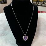 Heart Crystal Necklace with Rhinestone Angel Wings Purple Photo 2