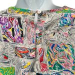 Vintage 80s Gray Rainbow Blue Pink Swirl Satin Scoop Neck Blouse size 10 / M Size M Photo 6