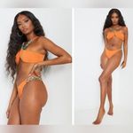 Pretty Little Thing Nwt pretty little things Orange Marble Ring Trim Cheeky Bum Bikini Bottoms & top Photo 1