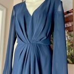 Topshop  Navy Blue Chiffon Pleated Front Flowy Playsuit Romper Size 12 Large Photo 1