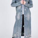3xHP💝Women’s distressed denim maxi jacket sz sm Blue Photo 0