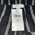 J.Jill Emilie Linen Stretch Paperbag Cropped Wide Leg Pant Black Stripe 3X Photo 6