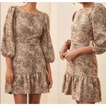 Anthropologie Maeve Knit Cut-Out Mini Dress Size 4 AnimalPrint Autumn Photo 2