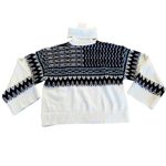 L'Academie  - Caledon Boxy Fairisle Turtleneck Sweater in White and Black Photo 3