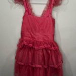 Love Shack Fancy Pink Tulle Ruffled ZoRina Lace Trim Mesh Mesh Dress 00 Photo 7
