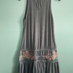 Buffalo David Bitton  Drop Waist Grey Tunic Dress With Embroidered Flowers SZ S Photo 1